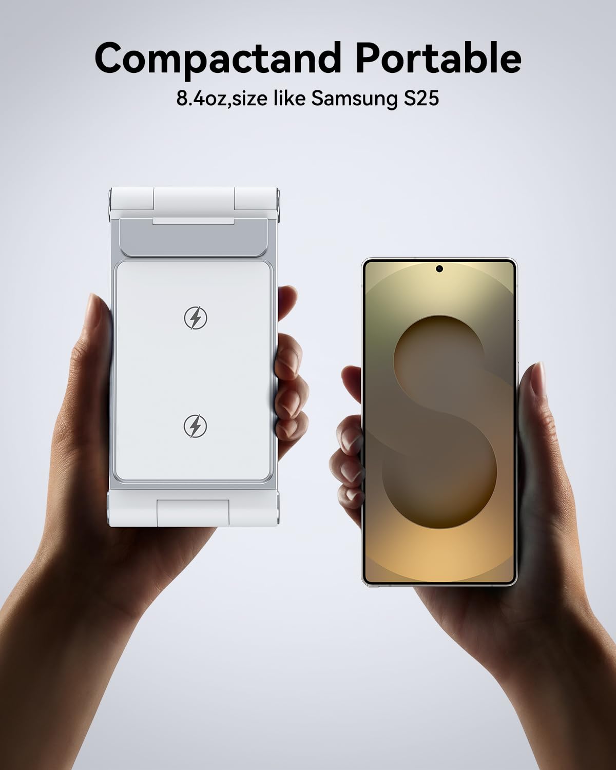 Chargeur Induction 3 en 1 pour Samsung S25 Ultra S24 S23 Z Flip Z Fold 6 5 Pliable Chargeur Rapide sans Fil pour Galaxy Watch 7/6/5 Pro/4/3, Station de Charge pour Galaxy Buds 2 Pro/3 Silvery White