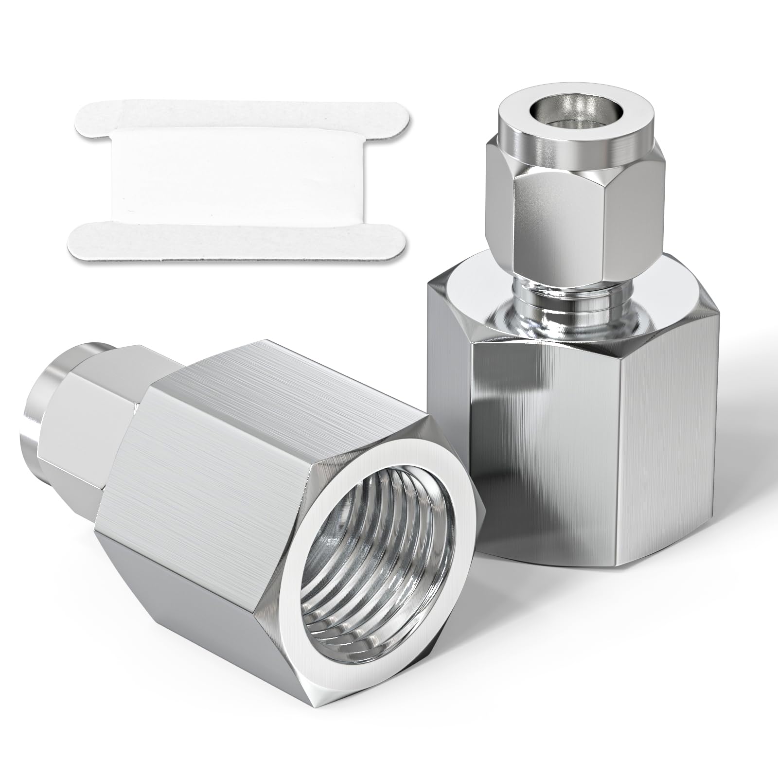 TAISHER 2PCS 304 Stainless Steel Compression Tube Pipe Fitting Connector, 3/8" Tube OD x 1/2" NPT Female Straight Adapter