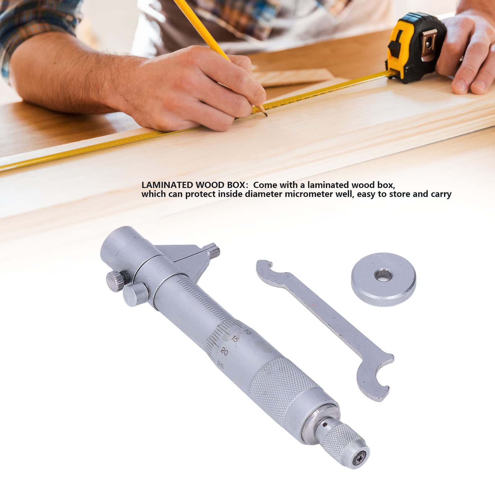 XHTLLO Alloy Steel Inside Diameter Micrometer, Spiral Inner Industrial Measuring Tool 5?30mm, Cylindrical Design for Better Operation