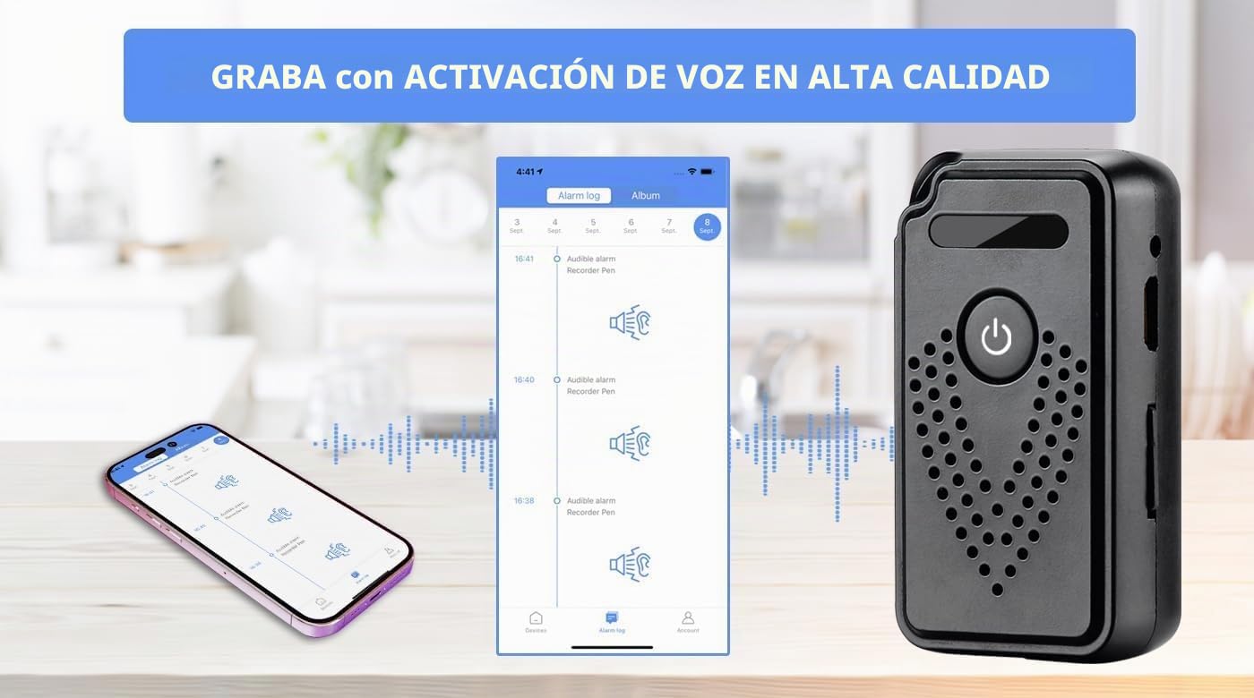 Grabadora de voz digital profesional con control remoto vía Wi-Fi y transferencia de archivos a distancia a smartphone (King Guard F1)