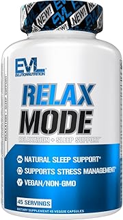 Evlution Nutrition RelaxMode - Natural Sleep Support - with L-Theanine, Valerian Root Extract & More - Vegan & Non-GMO - Dietary Supplement - 45 Servings - 45 Veggie Capsules
