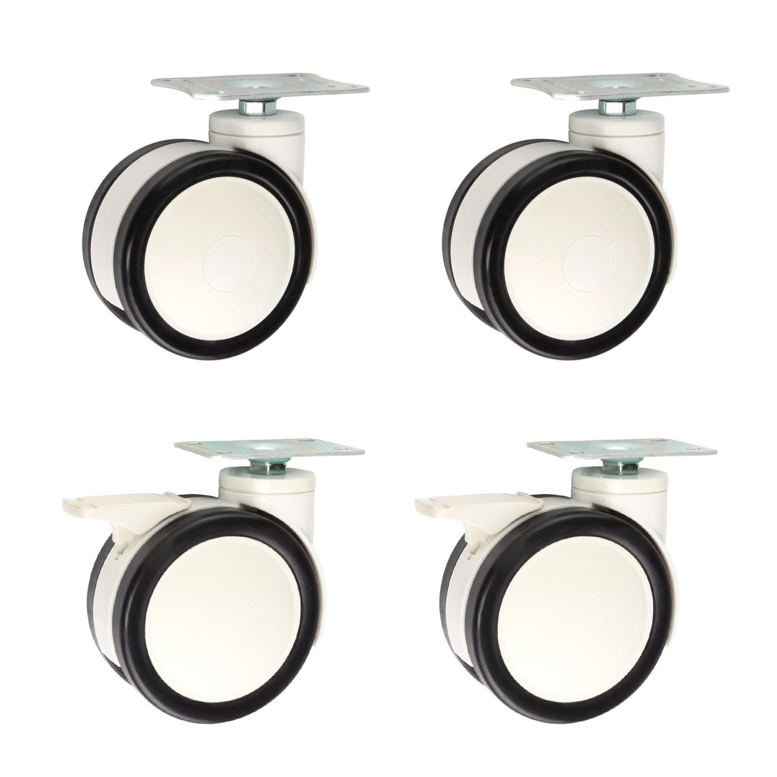 Roulettes de rechange robustes LUNEZY à double roue avec frein pour mobilier médical