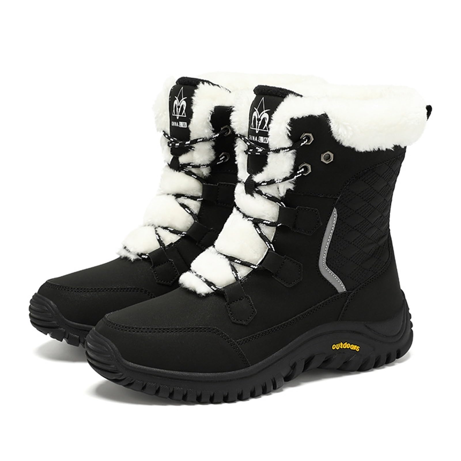 Womens Winter Waterproof Snow Boots High Top Winter Shoes Warm Faux Fur Lining Slip-on Boots Outdoor Travel Ankle