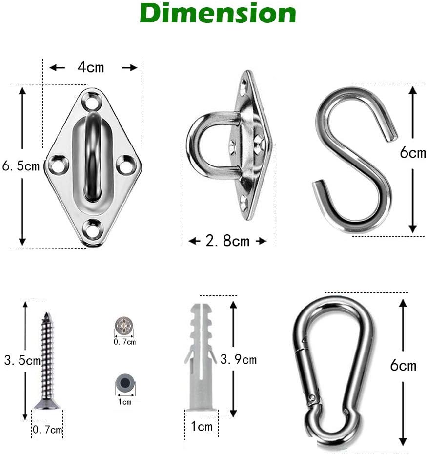 ZFYQ Sun Shade Sail Fixing Kit, 42 Pieces Stainless Steel Hardware Kit for Installation of
