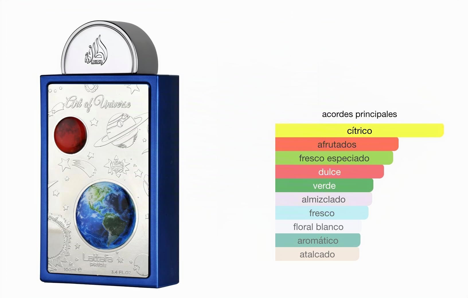 Lattafa Art of Universe Eau de Parfum 100 ml, Perfume Árabe Unisex de Larga Duración, Incluye Atomizador, Fragancia Árabe Amaderada Cítrica con Notas de Mandarina, Jengibre y Ámbar (Art of Universe)
