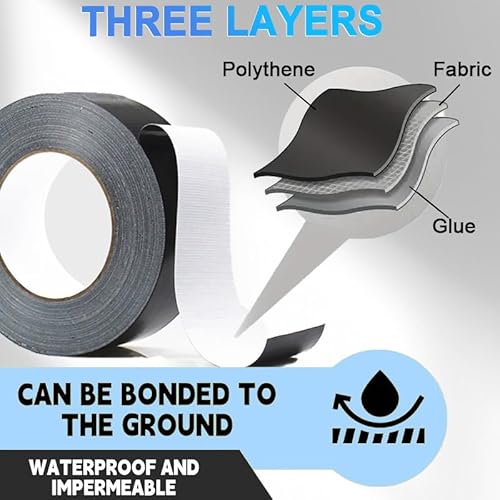 Yuexitech Klebeband Schwarz, 25mm X 20m Panzerband Extra Stark Wasserfest, Panzerband Gaffa Tape Schwarz FüR Haus, Automobil Oder Outdoor Reparaturen