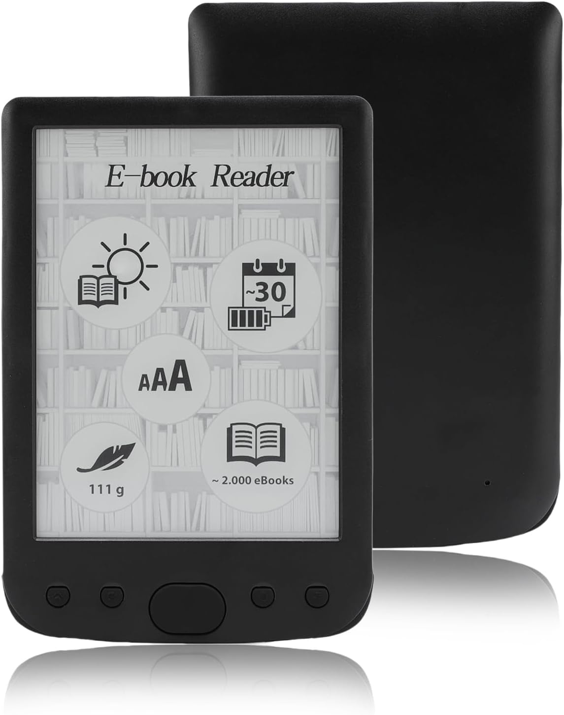 Ebook Reader, 6 Inch HD 800x600 Touch Screen Ebook Reader with 2500mAh, Digital E Reader with Text Highlighting, Annotations, and Definition Searches (16GB)