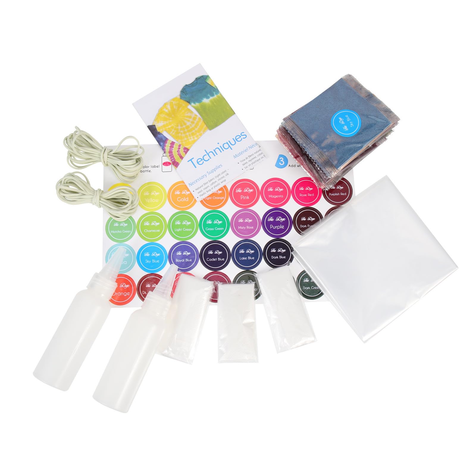 Kit teinture Tie-dye STOBAZA 24 flacons de 60ml de poudre colorante pour t-shirts en coton
