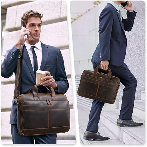 Miniatura 7 de Jack&Chris Maletín de cuero para hombres, bolsas de mensajero para laptop de viaje de negocios