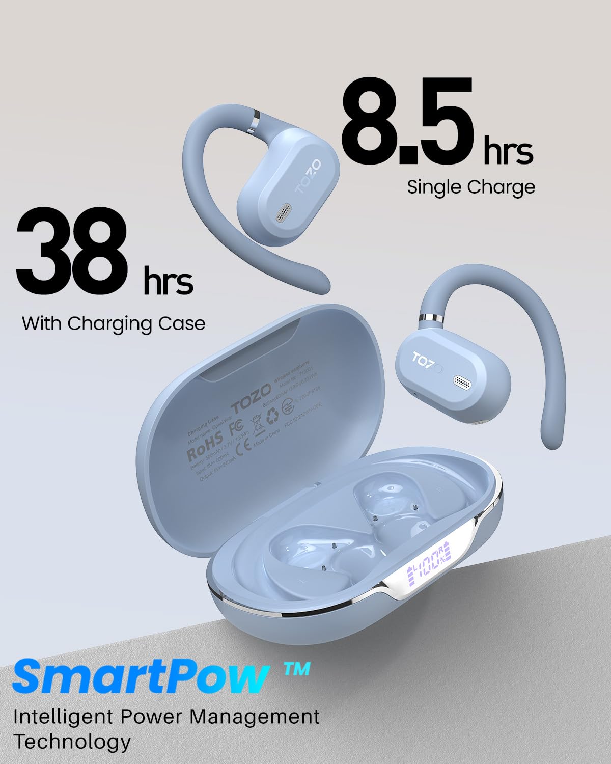 TOZO OpenWear Écouteurs Bluetooth sans Fil avec Traduction IA en Temps Réel