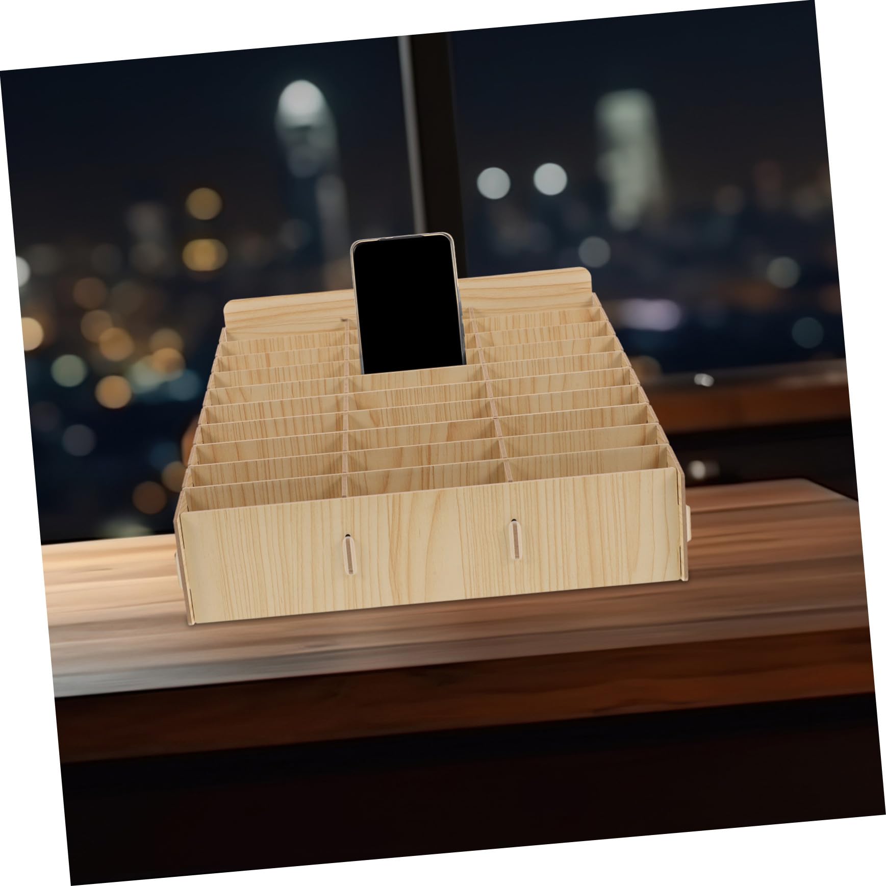 VICASKY Scatola Porta Cellulari in Legno 30 Scomparti, Organizzatore Compatto per Documenti e Piccoli Oggetti, per Scuola e Scrivania