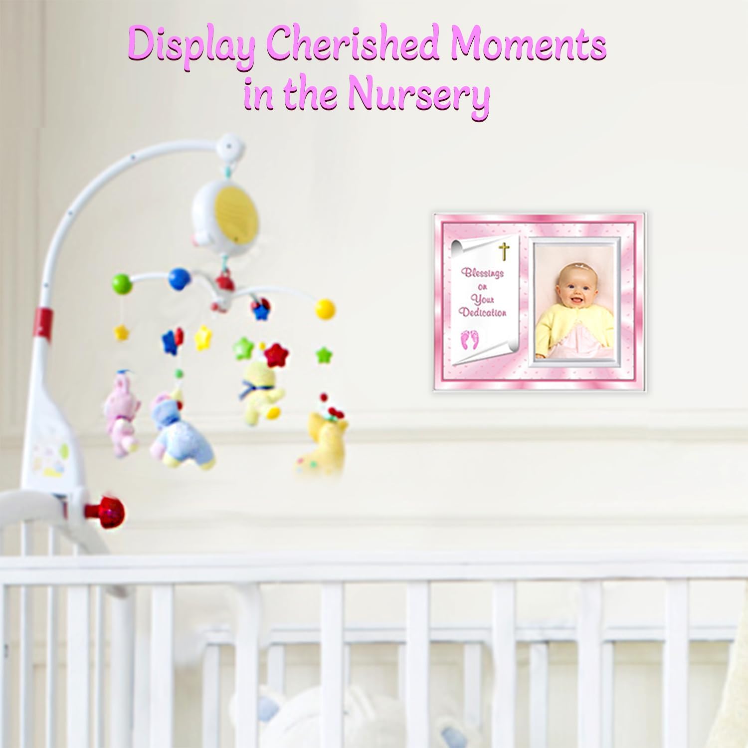 Baby Girl Dedication Picture Frame Keepsake – Faith-Inspired Gift from Godparents or Grandparents – Holds 3.5x5 Photo