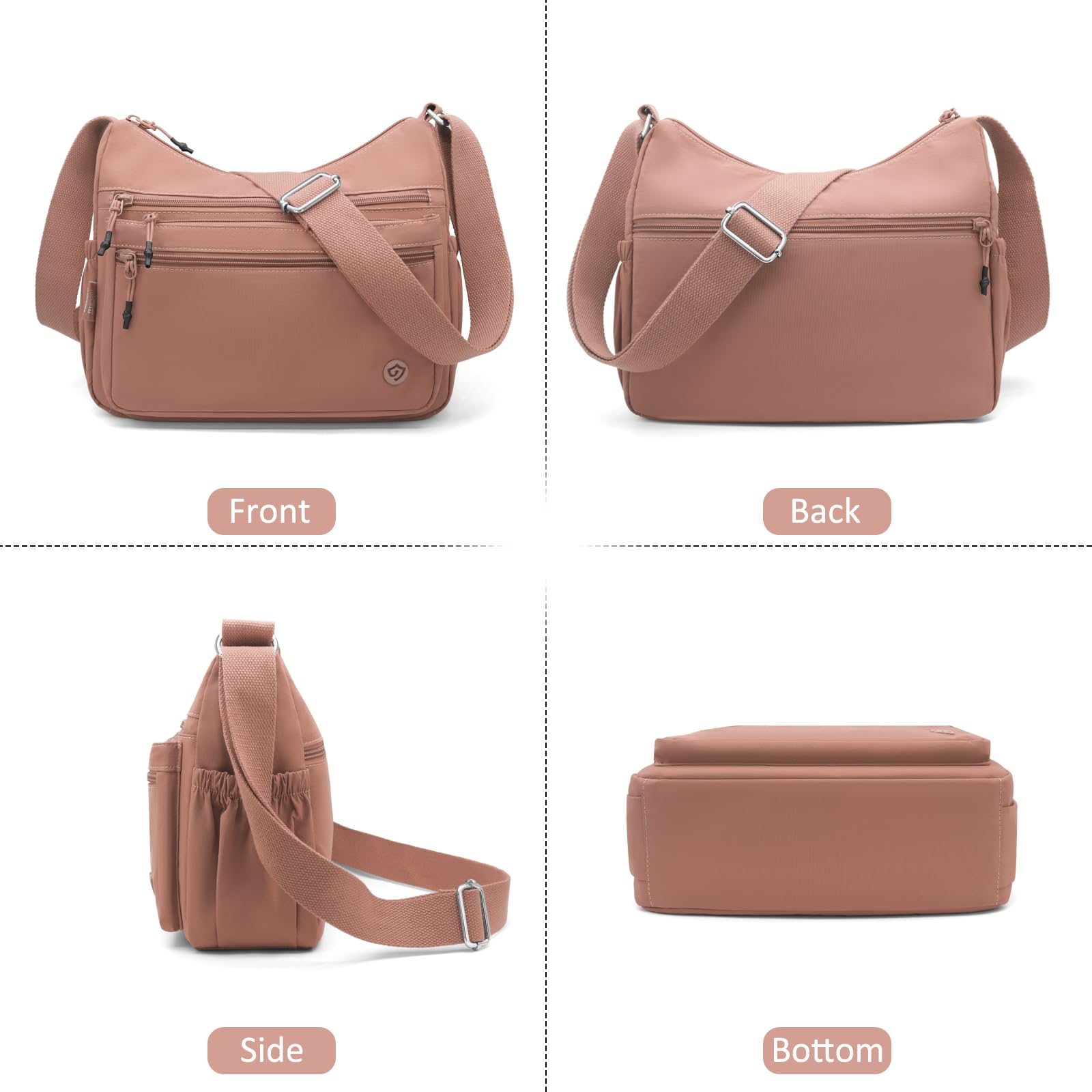 REETEE Borsa Tracolla Donna Nylon Borsetta Tracolla Donna Impermeabile Borsa a Spalla Multitasche Crossbody Bag per Lavorare Shopping Festa