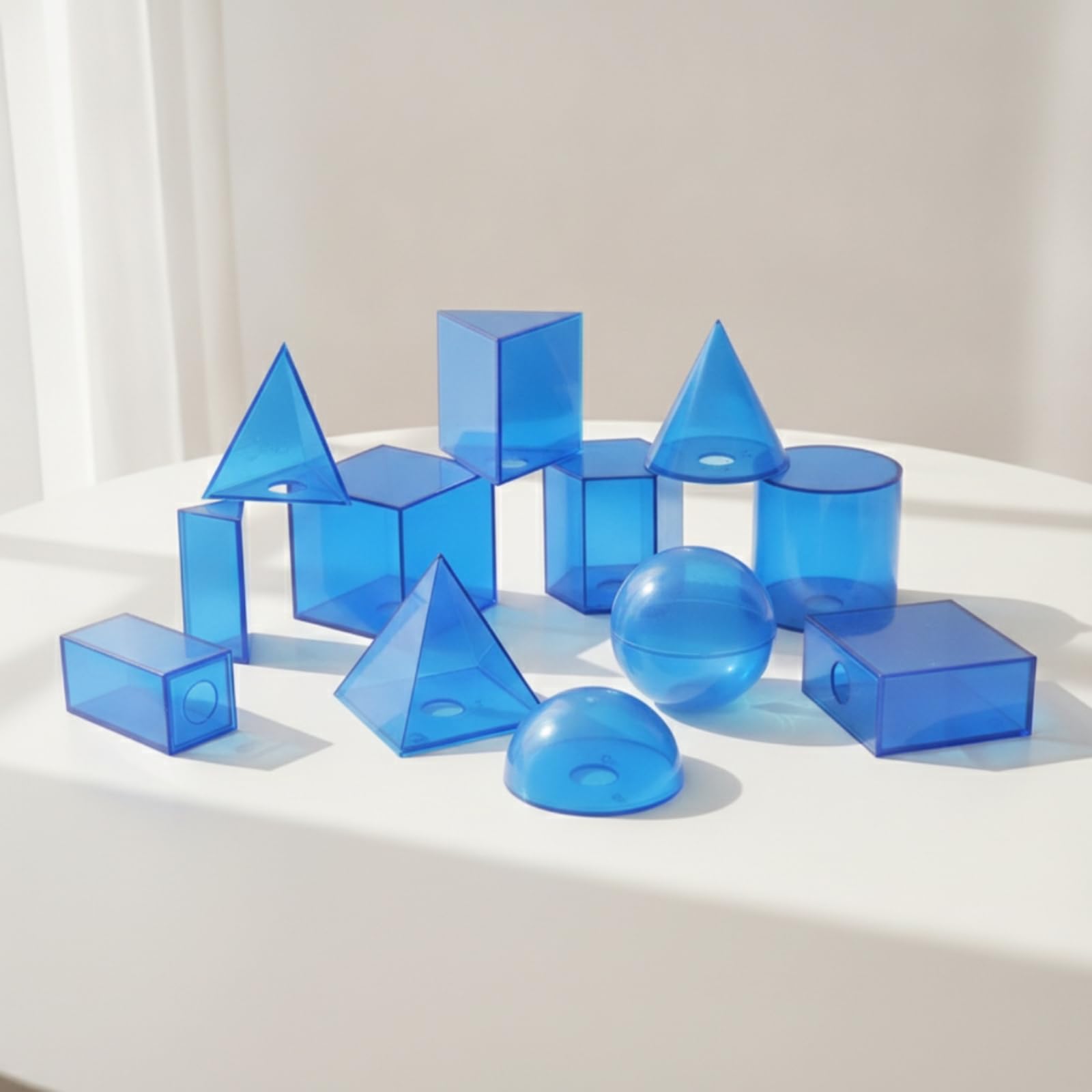 12 Pièces Solides Géométriques avec Base Amovible Éducatifs Solides Géométriques avec Couvercles Amovibles Éducatif pour Mathématiques