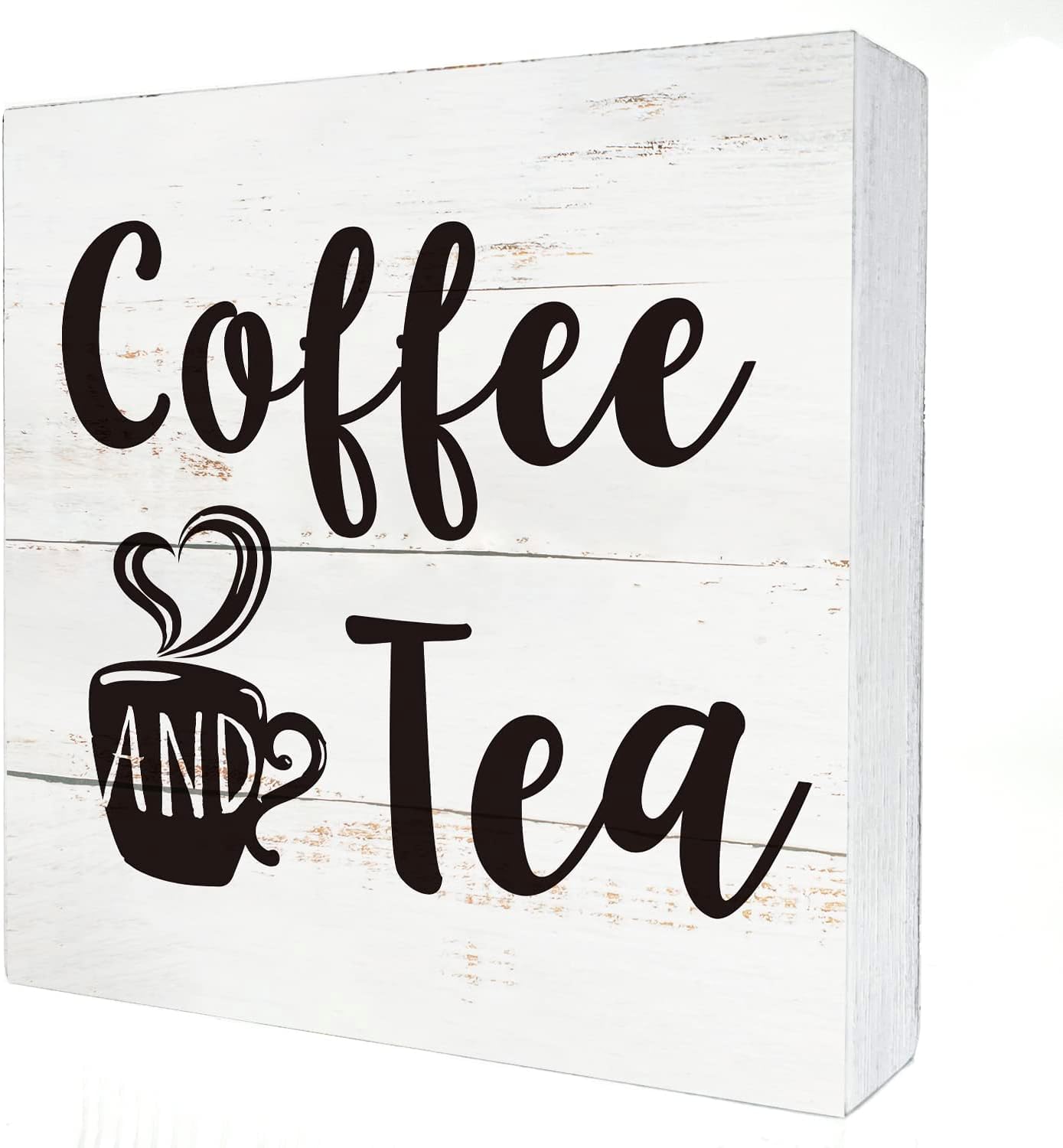 Coffee and Tea Box Sign 5x5 Inch Rustic Farmhouse Table Decor