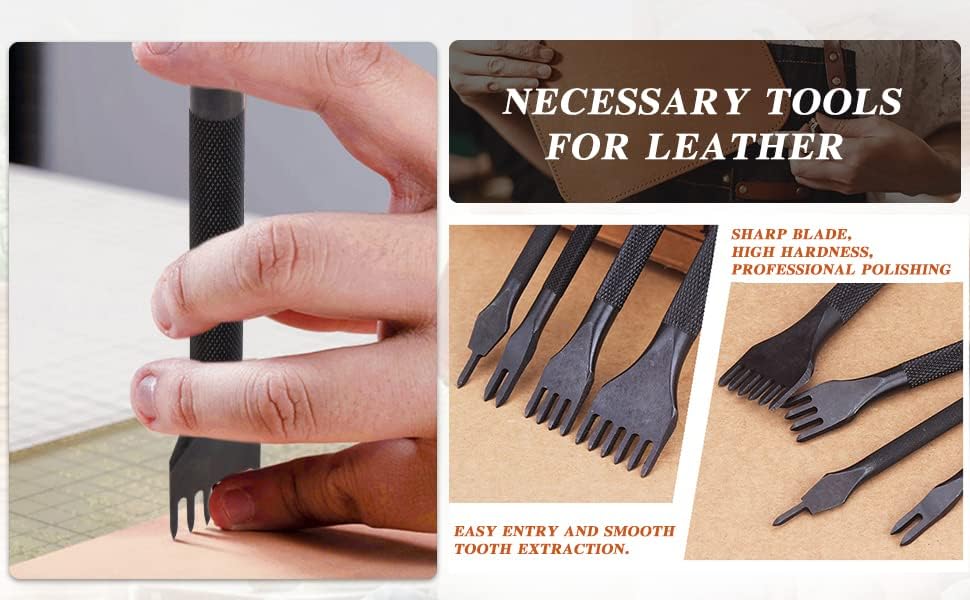 Image of Generic Steel Leather Craft Diamond Chisel Stitching Hole Stitching Punch Tool 4mm 1 2 4 6 Prong