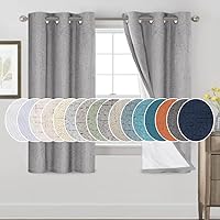 Vista 116 de PrinceDeco Cortinas de lino 100% opacas para dormitorio/sala de estar, reducen el ruido, cortinas de ventana con bloqueo de luz, cortinas