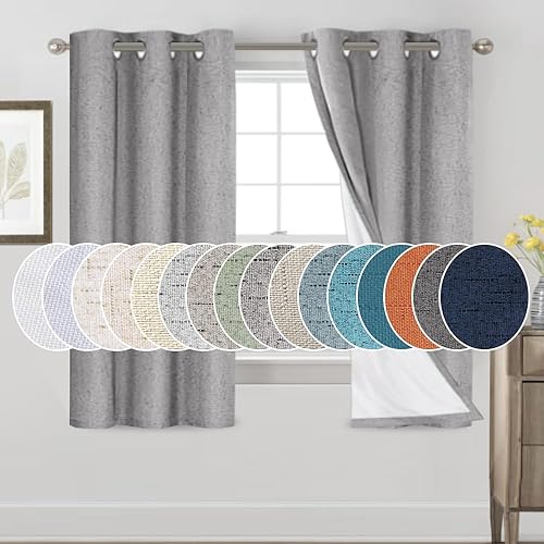 Miniatura 116 de PrinceDeco Cortinas 100% opacas, mezcla de lino natural, 84 pulgadas de largo, oscurecimiento de la habitación, cortinas opacas sólidas para sala de