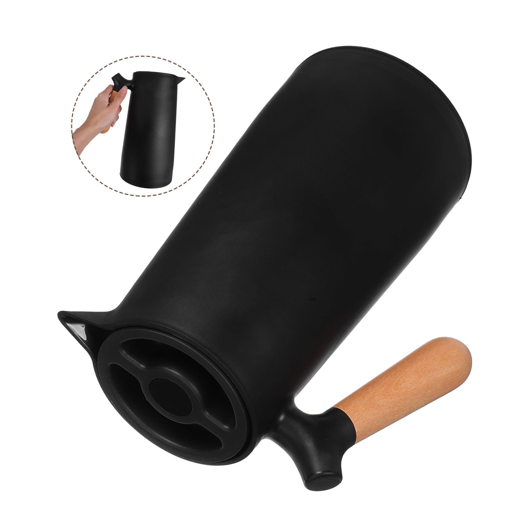 Didiseaon Bouteille Isotherme 1l Poignée En Bois Et Corps En Verre, Bouilloire Maintien Chaud Anti-brûlure, Usage Maison Et Bureau,