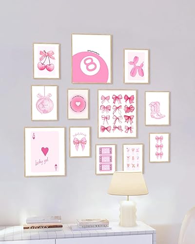 Miniatura 5 de ASTRDECOR Decoración de habitación de coqueta rosa, bonito póster de coqueta, decoración de pared con lazo rosa estético de 8 bolas, decoración del