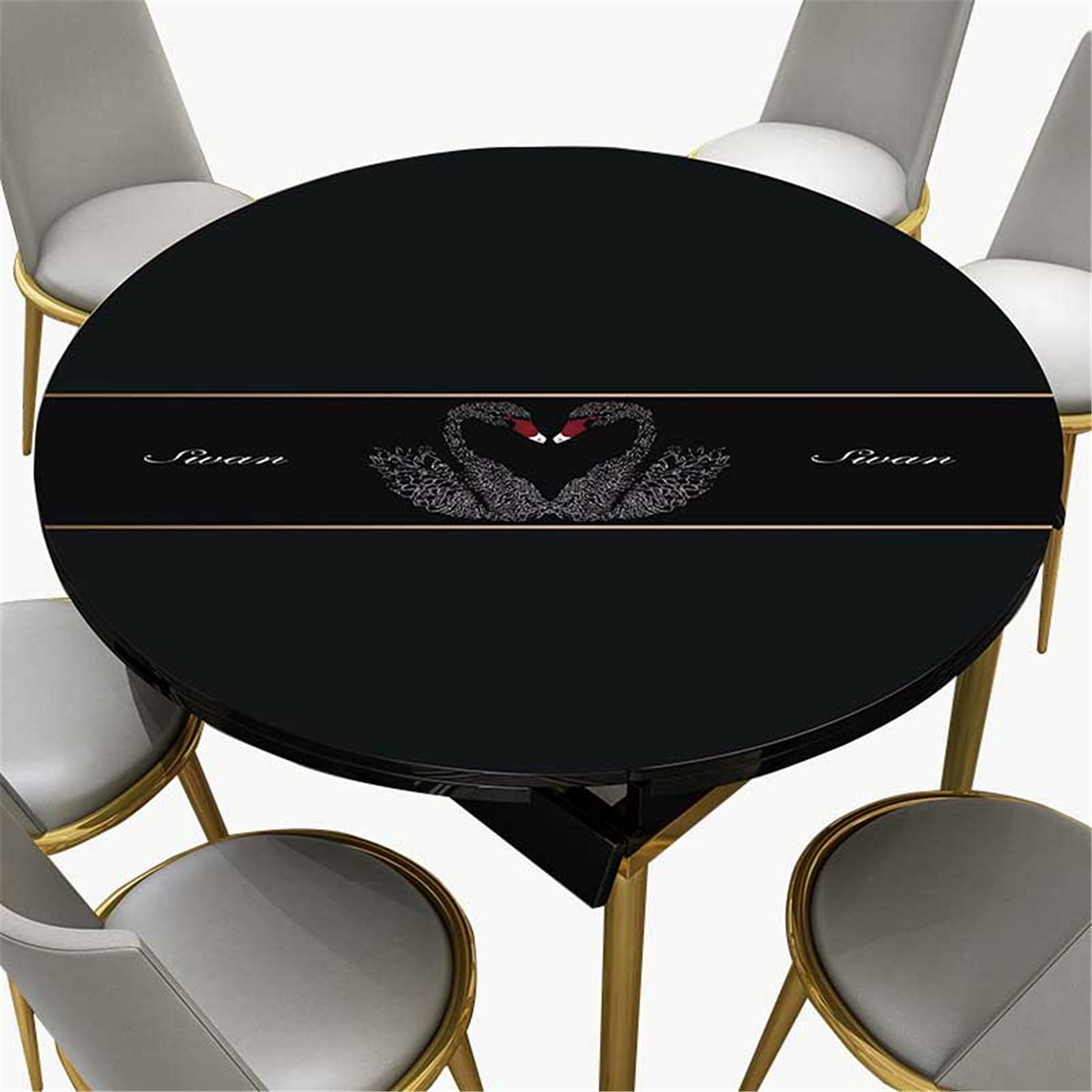 TFGAJKKKKK Oilcloth Tablecloth Outdoor Waterproof Wipeable Tablecloth Nordic Style Leather Spring Round Tablecloth (G 130 cm)