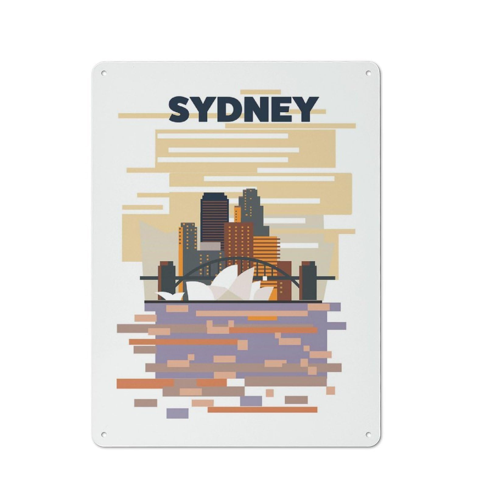 Junmoney Sydney Harbour Modern Vintage Metal Wall Decor 40X30cm, Office Metal Sign For Office, Study, Studio Or Hallway