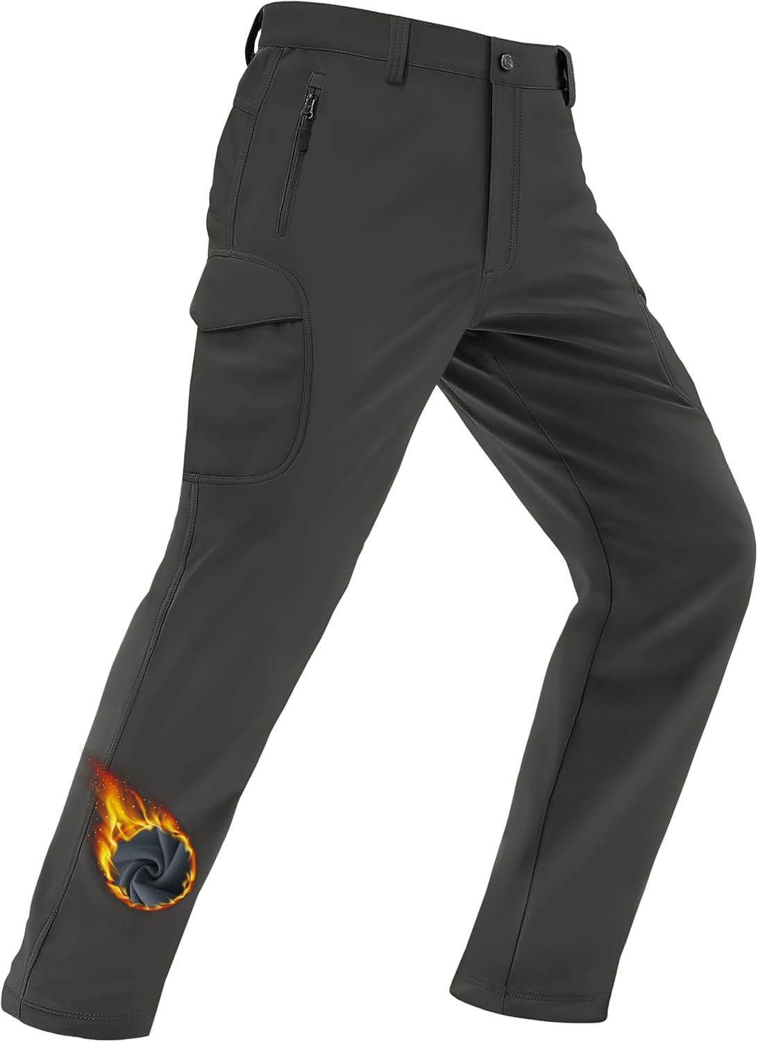 MAGCOMSEN Men's Winter Pants Water Resistant Fleece Lined Snowboard Ski Pants Softshell Tactical Pants with Multi-Pockets