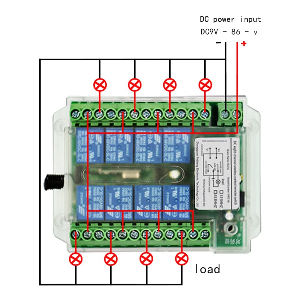 Interruptor de control remoto inalámbrico RF de 8 canales CC 9-72 V, interruptor de control remoto inalámbrico