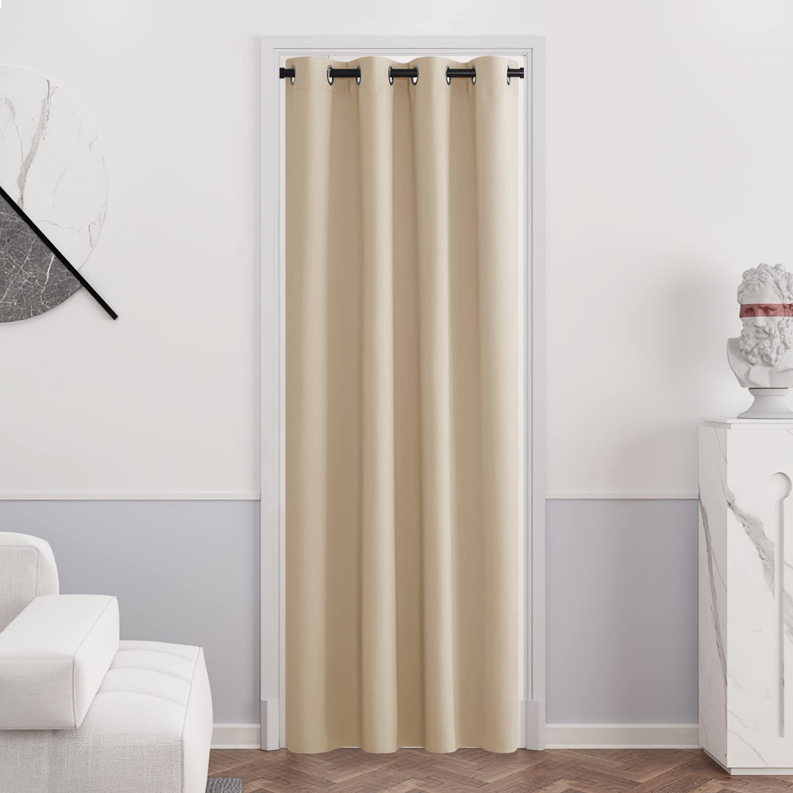 PONY DANCE Tende Termiche Isolanti per Interni Curtain Oscurante per Salotto e Cameretta Bimba ad Anelli per Porta Finestre 1 Pezzo L 132 x A 210 cm, Beige
