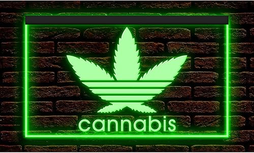 220026 Cannabis Marihuana High Life Weed Hemp Shop Store Pantalla de decoración del hogar, luz LED de neón (12 x 8 pulgadas, verde)