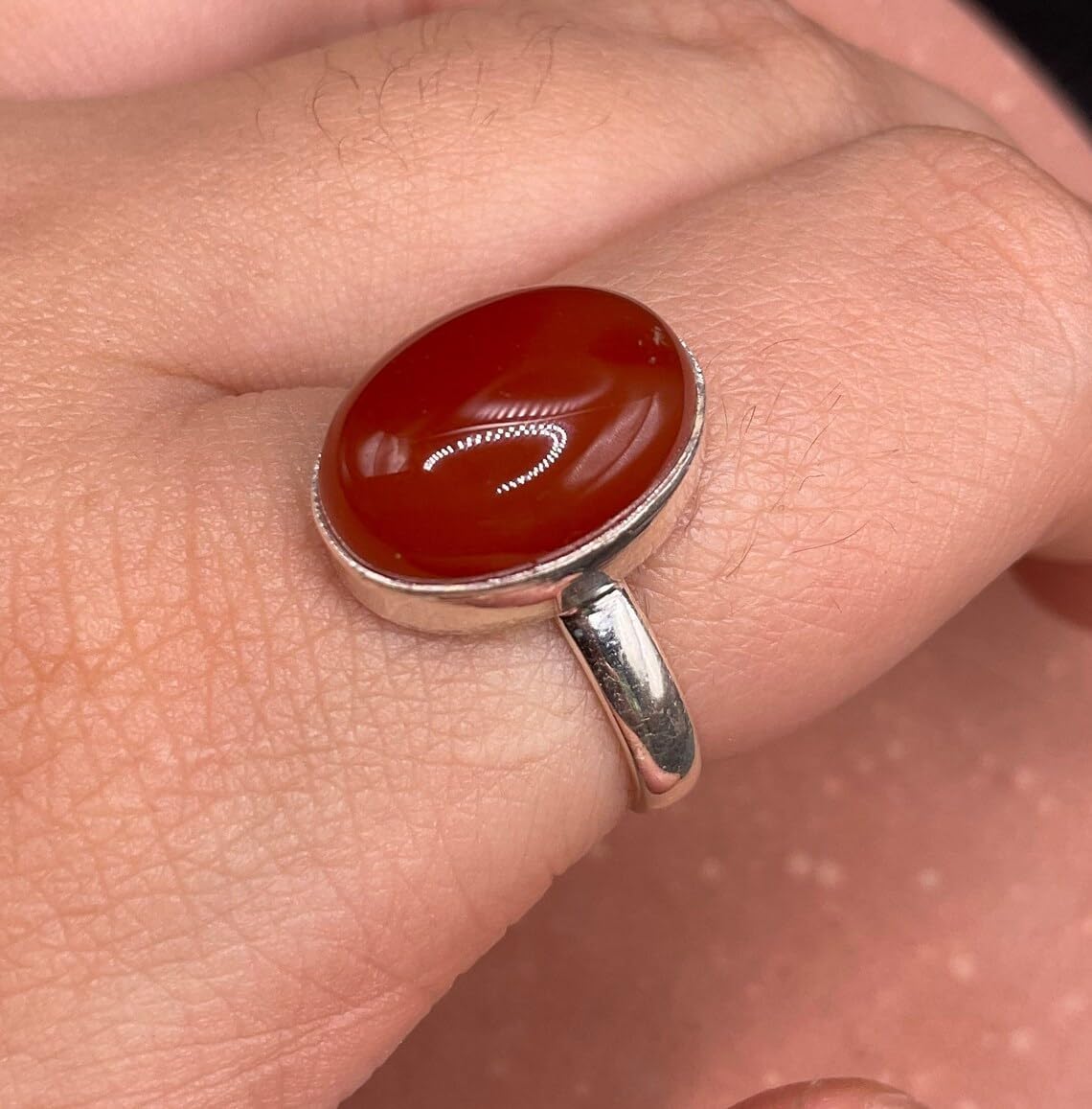 Carnelian Ring, Oval Dainty Ring, Split Band Ring, Anniversary Gifts, Handmade Gemstone Ring, Trending Jewelry, Bohemian Ring, Vintage Style, Wedding Gift Ring, Mermaids Gift For Her/Him image 3