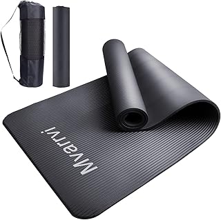 Mvarrvi ヨガマット トレーニングマット エクササイズマット 軽量 水洗い可能 ヨガ マット 10mm ストラップ ストラップ付き 収納ケース付 ニトリルゴム 滑り止め ピラティス マットバッグ 6カラー