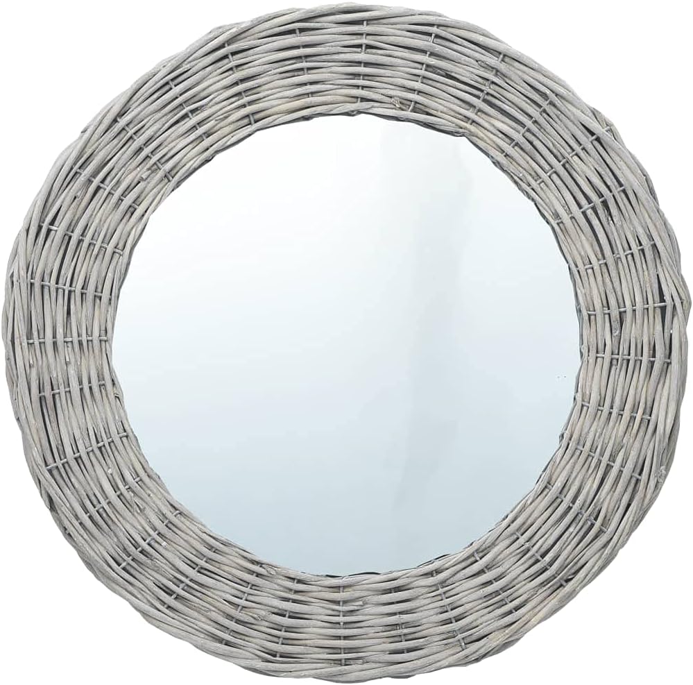 Mirrors 3 pcs 5.9"x5.9" Wicker Wall Mirror Decorative Mirror Round Rattan Wall Mirror Interior Decoration Wall Mirror for Bedroom, Bathroom, Living Room Mirror