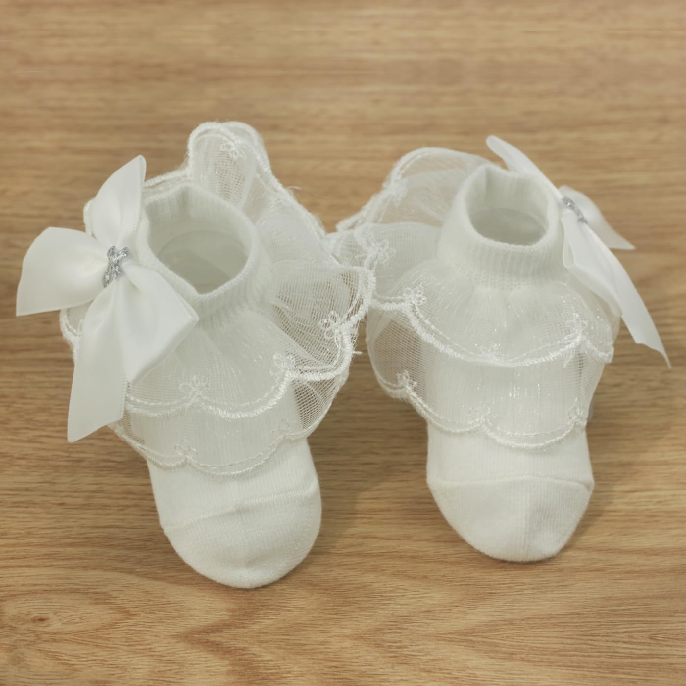 Nihao Baby White Lace Baptism Socks for Infant Girls