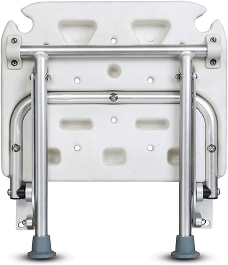 Folding Shower Stool Flip Cover Screw-in Bathtub Seat Wall Hanging Bathroom Chair Stool Non-Slip Foot Drain Hole Shower Head Slot Aid Stool Qf Shop