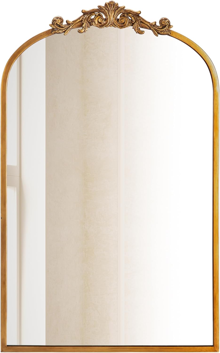 Wall Mirror Window Decorative Traditional Vintage Ornate Baroque Mirrors Antique Arched Farmhouse for Living Room Bedroom Entryway Bathroom Vanity (19 * 31, Black Gold)