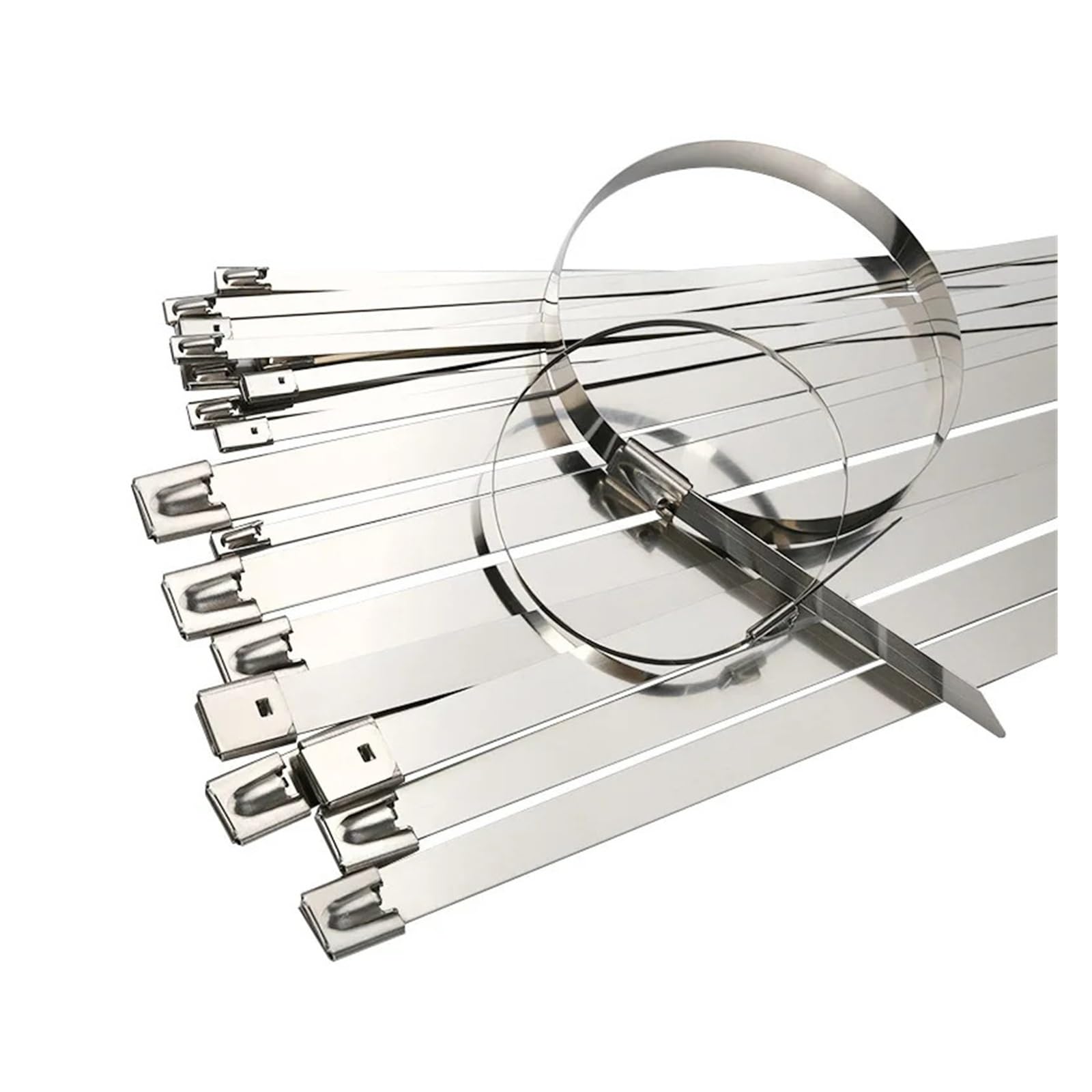 100 pz 12mm 304 fascette metalliche in acciaio inossidabile fascette autobloccanti fascetta multiuso per avvolgimento di scarico(12x500mm)