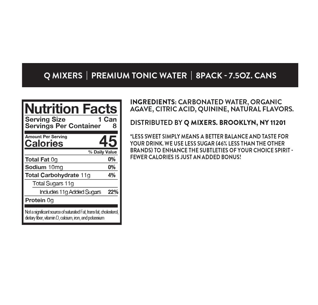 Q TONIC WATER with Real Quinine Organic Agave - Ideal for Cocktails Mocktails - Made with Real Ingredients — view 2