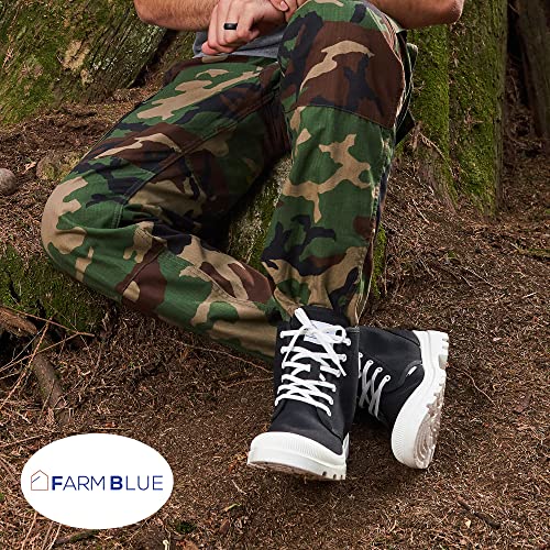 Farm Blue Men's Ranger Boots In Black-White - High Top Hiking Shoes For Men - Water-Resistant Canvas Combat Boots With Orthotic Insoles - Tactical Shoes For Casual, Work, Or Outdoor Wear (Black-White, 7.5) #TOP5