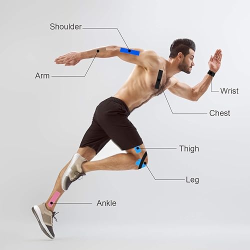 Miniatura 7 de lychee - Cinta de kinesiología atlética, cinta deportiva, soporta y protege los músculos, impermeable y sin látex, transpirable y elástica para