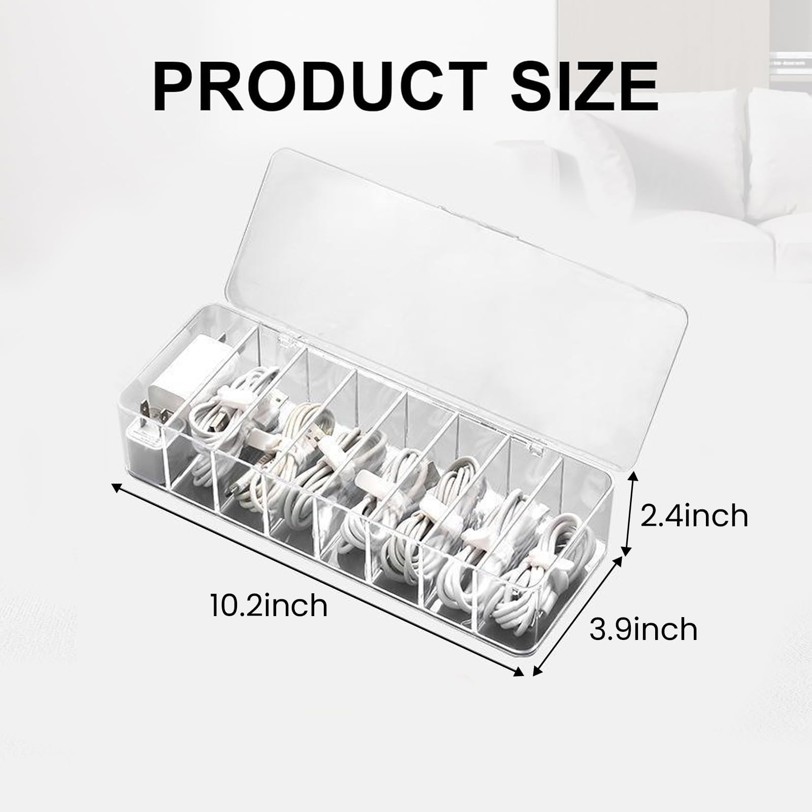 Kabel-Organizer-Box mit 40 Kabelbindern, Kabel-Aufbewahrungsbox, Elektronik-Kabel-Organizer-Box, Kabel-Aufbewahrungsbox für Zuhause, Büro, Handy-Ladegerät (transparent/2 Stück)