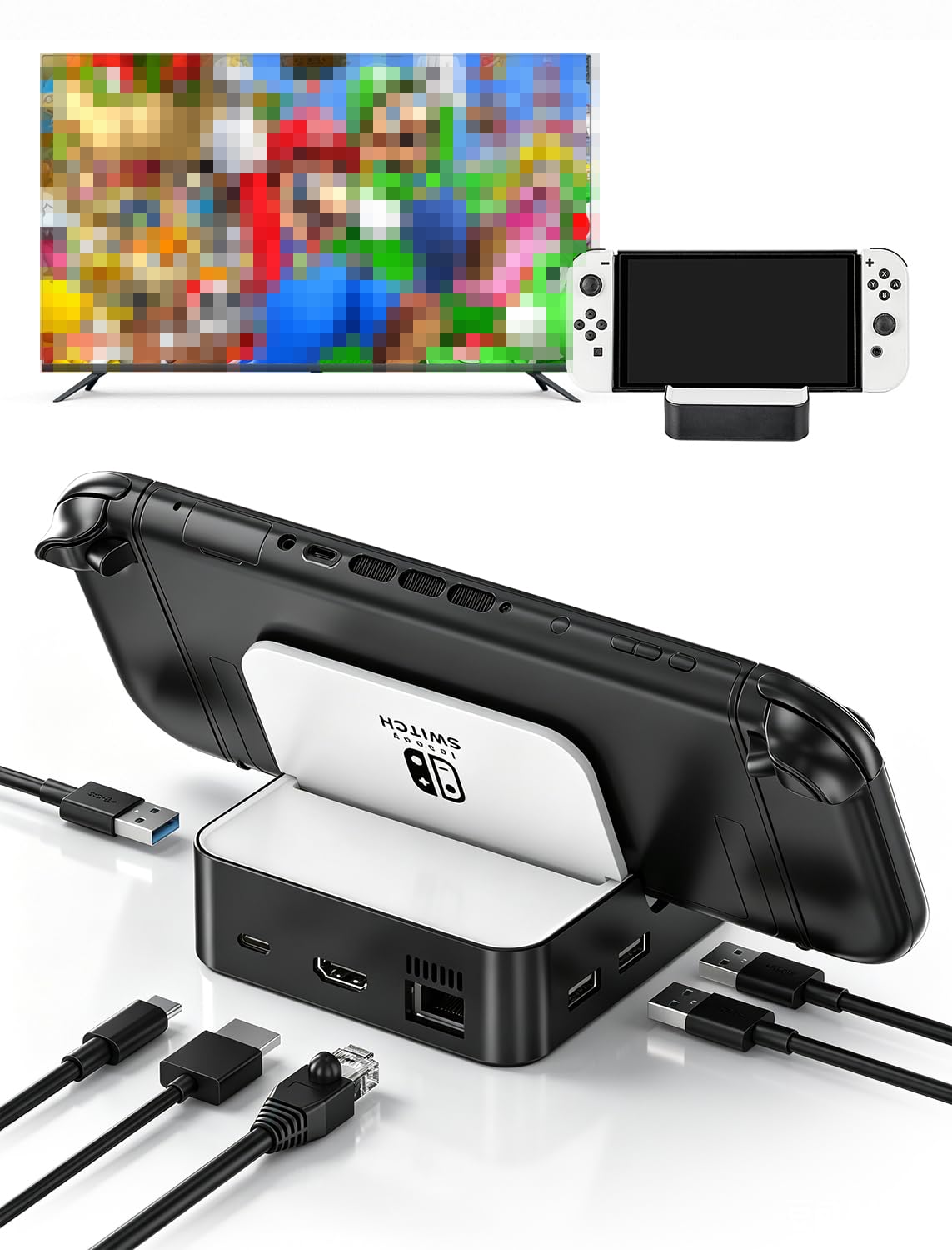 Photo 1 of MVIIOE Switch 2 Dock for Nintendo Switch 2/OLED/Original Switch, Upgraded Docking Station with Ethernet, HDMI 2.0 4K 60Hz, 3 USB & PD Fast Charge, YouTube Supported