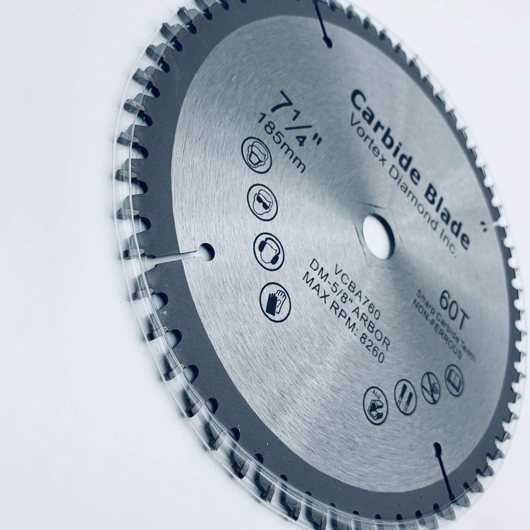 (10 Pack) VORTEX DIAMOND VAB 7-1/4 Inch 60 Teeth TCT Non-Ferrous Metal Cutting Circular Saw Blade (7-1/4 Inch 60 Teeth (10 Pack))