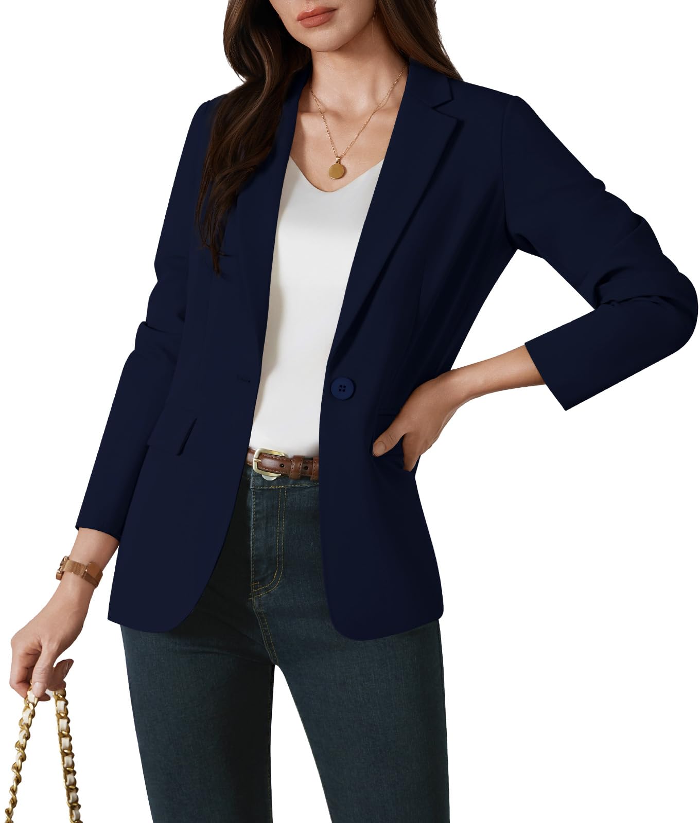 Blazer Damen Business Casual Elegant Damen Jacke Langarm Arbeit Büro Knopf Open Front Jacke mit Taschen