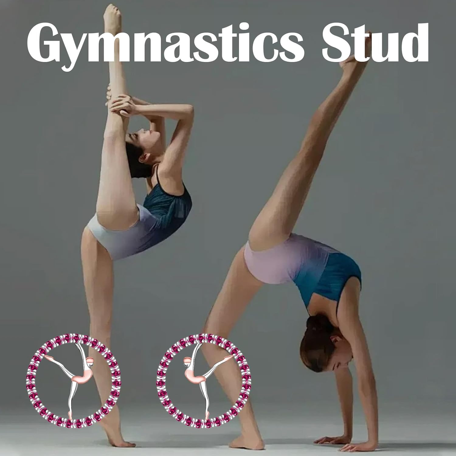 Dainty Gymnastics Earrings for Women - 925 Sterling Silver Gymnastics Stud Earrings Zirconia Cute Gymnast Stud Hypoallergenic Jewelry - Image 3