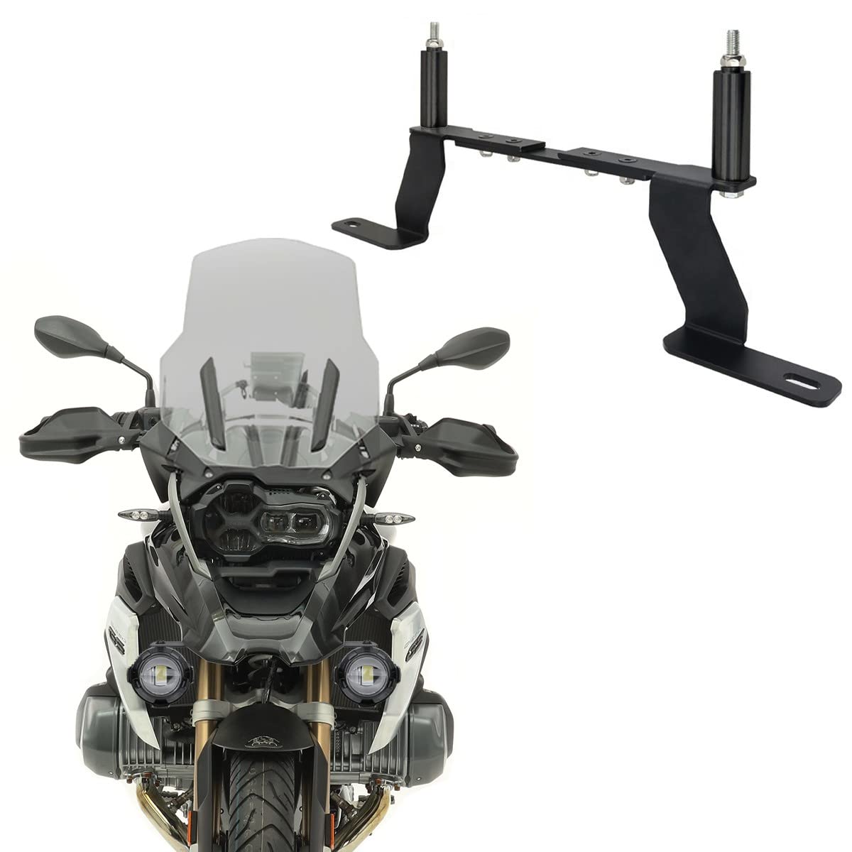 Support De Feux Antibrouillard Moto Compatible BMW R 1200/1250 GS Adventure (2014-2022) - Alliage Aluminium Réglable - Noir