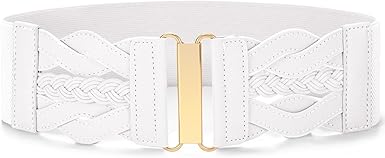 SANSTHS Vintage Stretchy Belt for Women, Womens Wide Elastic Belts for Dresses Coats, Fashion Womens Belts with Gold Buckle