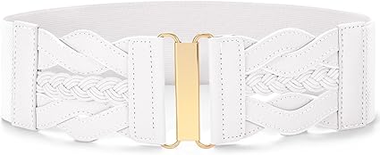 SANSTHS Vintage Stretchy Belt for Women, Womens Wide Elastic Belts for Dresses Coats, Fashion Womens Belts with Gold Buckle