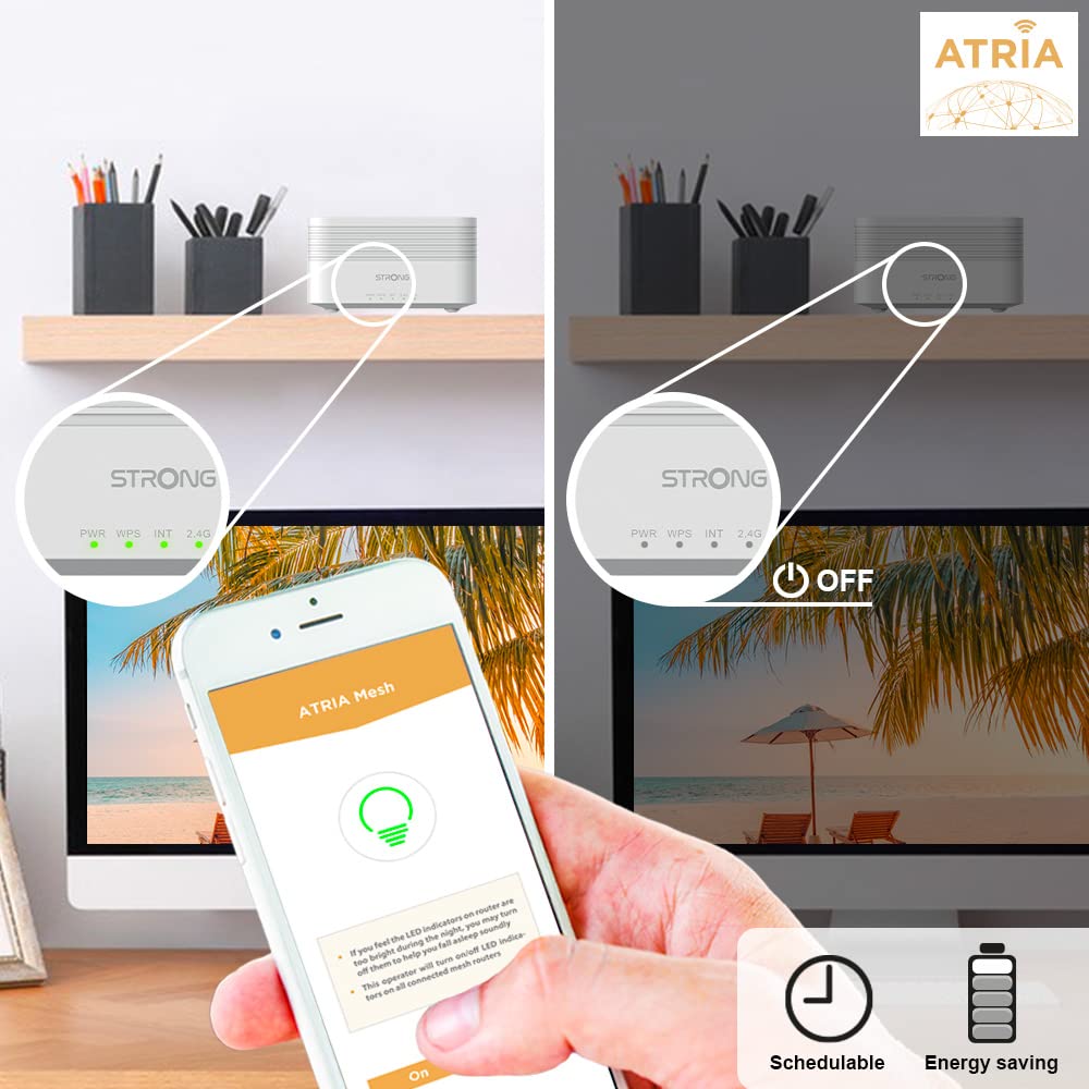 Strong | 3X Atria Mesh Home Kit AX3000 | WiFi 6 | Add-on | WLAN Verstärker Bis zu 1050 m² zusätzliche Wi-Fi 6-Abdeckung | Für alle Router | Dual Band 2,4 GHz + 5 GHz | Gigabit LAN-Anschlüsse | weiß