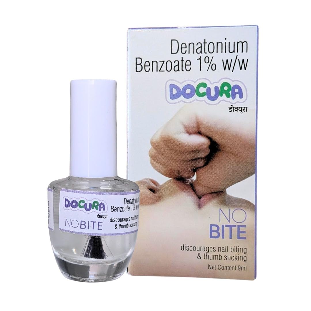 Docura No Bite | Thumb Sucking | Baby Nail Biting Nail Polish | Curated by Paediatricians | Discourages Thumb Sucking and Nail Biting | Bitter Taste | 9 ml (Pack of 1)